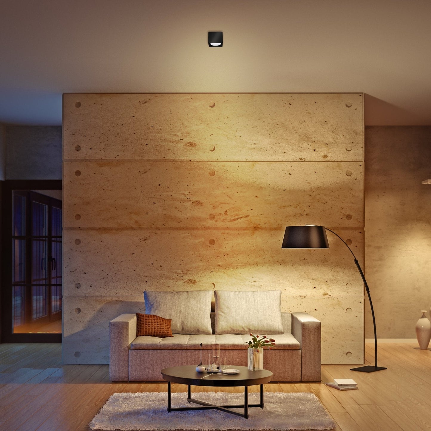 Cube Plafonniere met 1 lichtpunt - Draaibaar licht -  Staal - 10 x 8 cm - Zwart