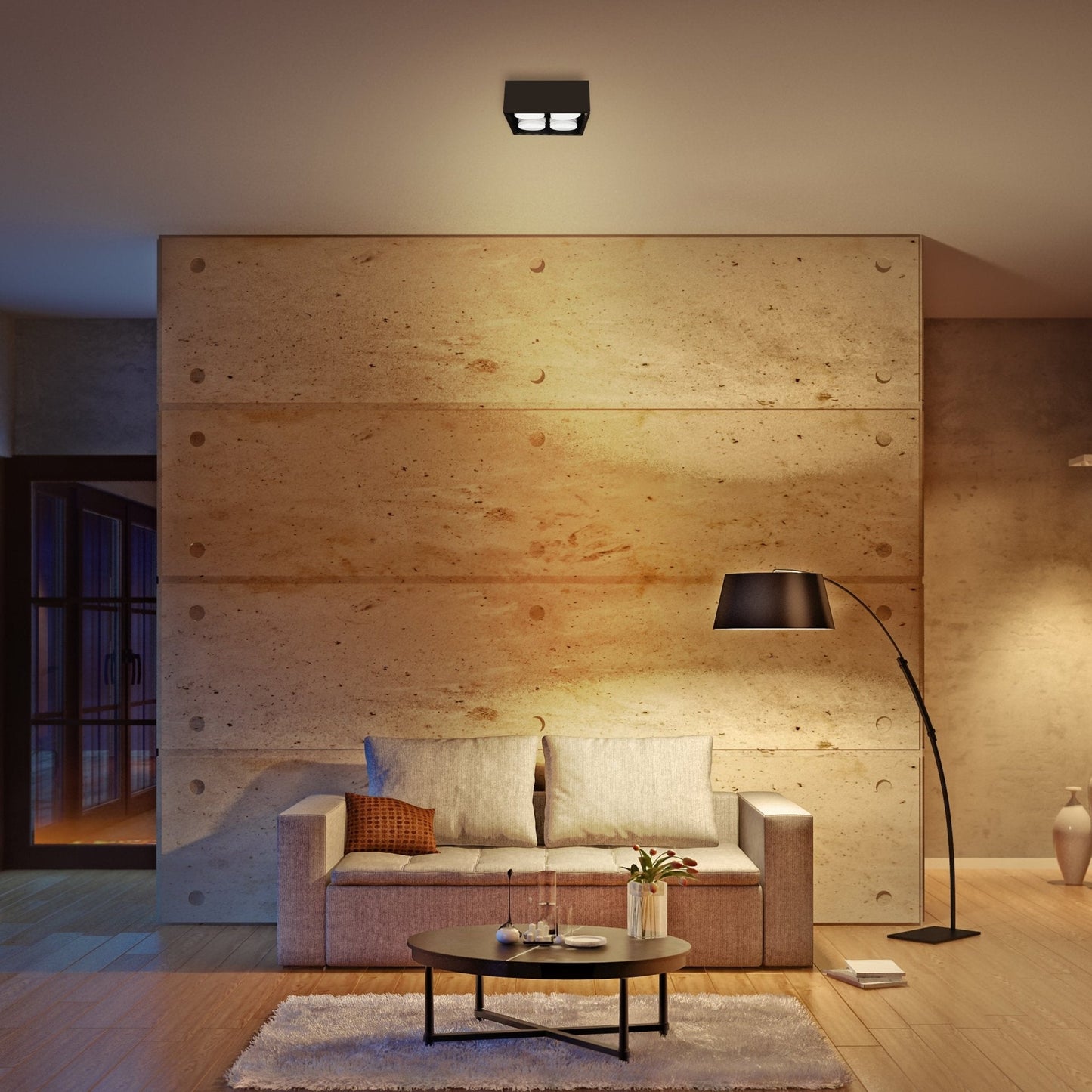 LED's Light Cube LED Plafondlamp - 4 lichtpunten - Draaibaar licht - Staal - 20 x 20 cm - Zwart