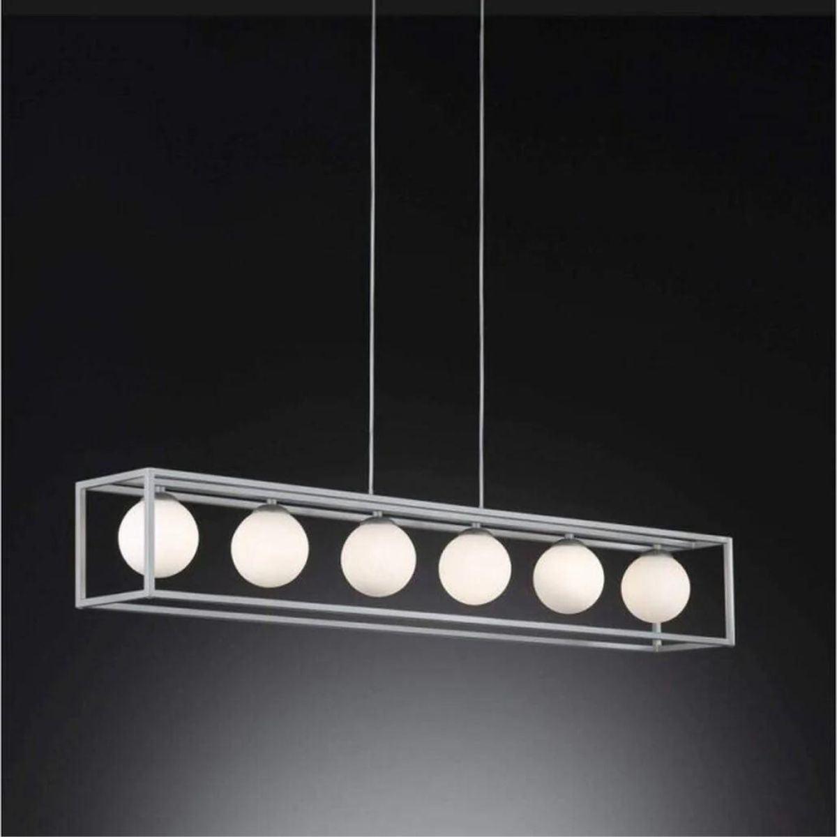 Deco Hanglamp eetkamer met 6 lichtpunten - In hoogte verstelbaar - LED lampen inbegrepen - Zilver