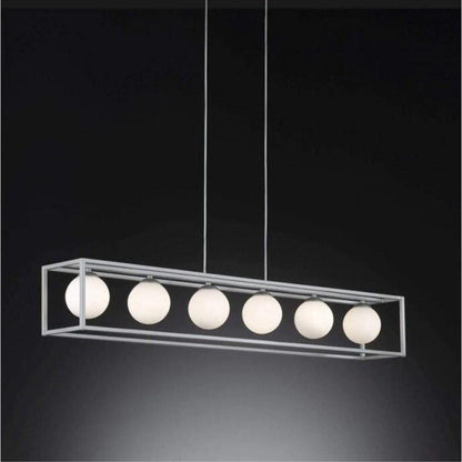 Deco Hanglamp eetkamer met 6 lichtpunten - In hoogte verstelbaar - LED lampen inbegrepen - Zilver