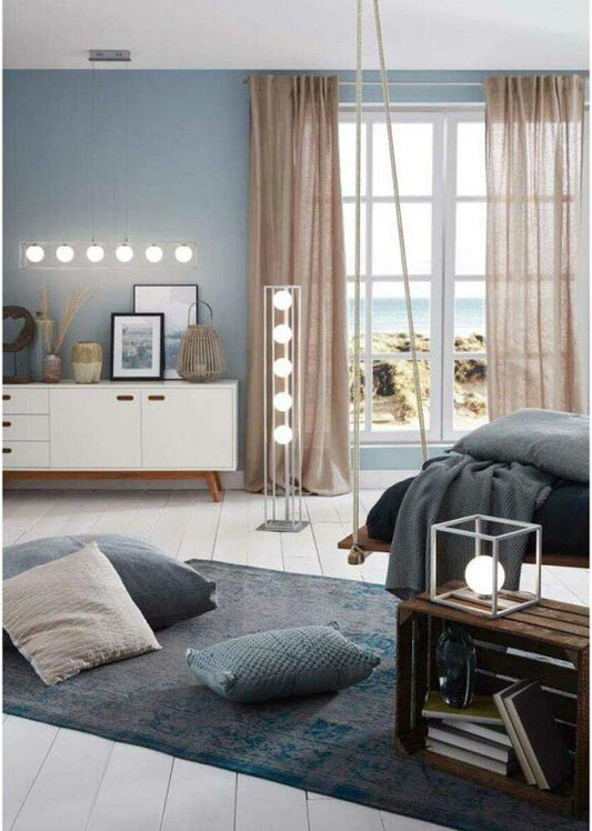 Deco Hanglamp eetkamer met 6 lichtpunten - In hoogte verstelbaar - LED lampen inbegrepen - Zilver