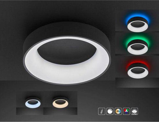 Comnox - Deco Plafondlamp zwart – Moderne verlichtingsoplossing – Dimbaar wit licht – 45 cm – RGB-backlight – LED