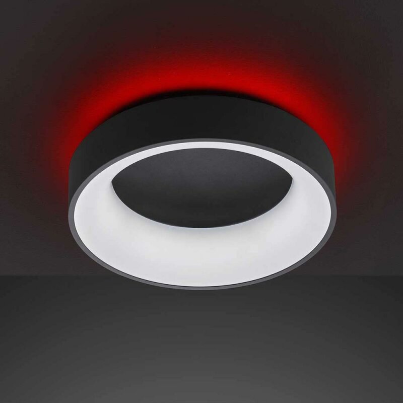 Deco Plafondlamp zwart Ø 45 cm met afstandsbediening - Dimbaar wit licht - Achtergrondverlichting