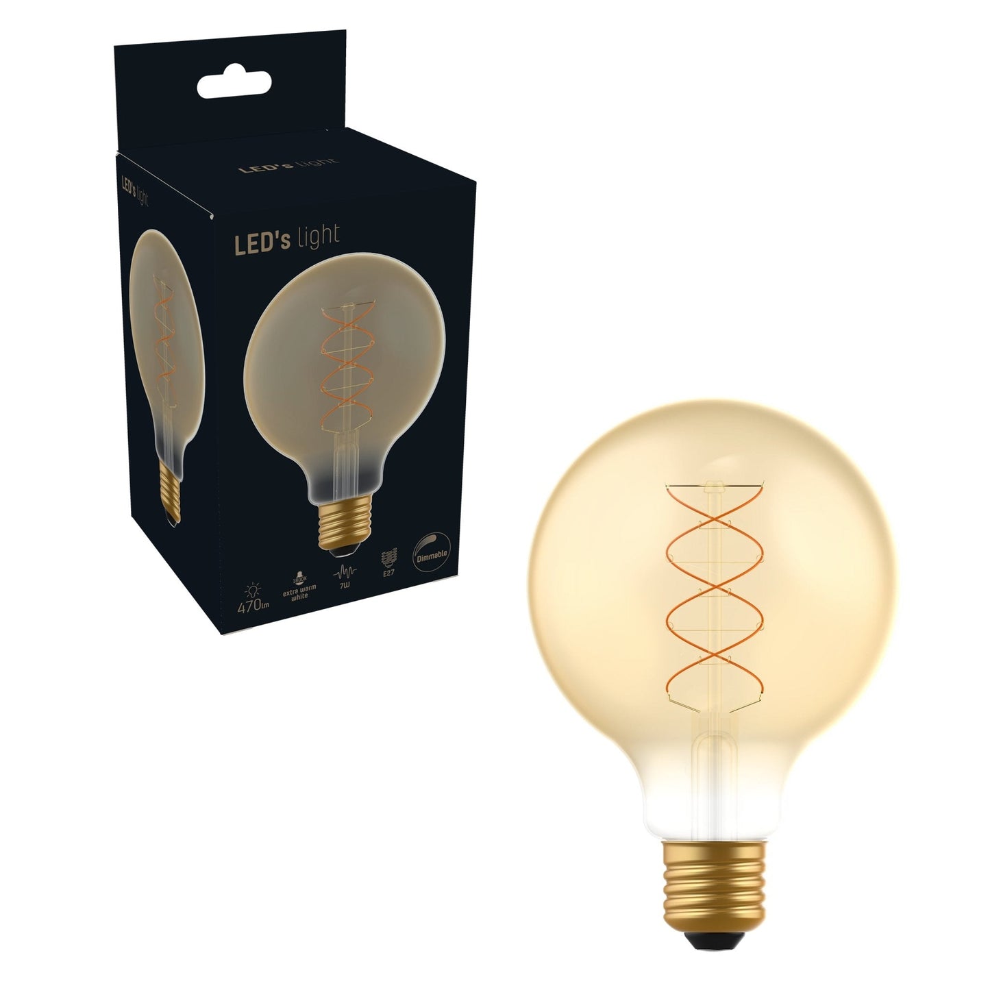 DecoDim LED Lamp Goud E27 - XL Ø 9.5 cm - Dimbaar - Extra warm wit - 5W (25W)