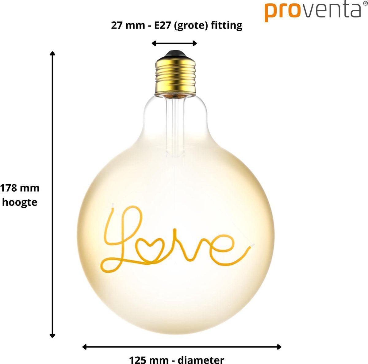 DecoDim Mega LED Lamp met tekst E27 - Love - Dimbaar extra warm wit - Globe