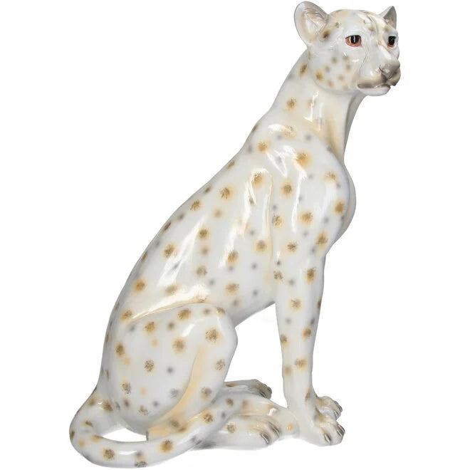 Decorative Leopard Statue - White - 46 cm