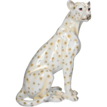 Decorative Leopard Statue - White - 46 cm