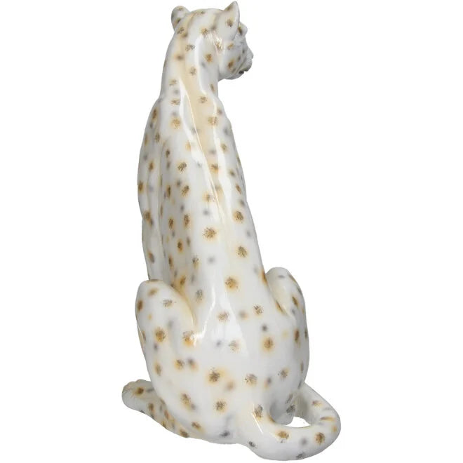 Decorative Leopard Statue - White - 46 cm