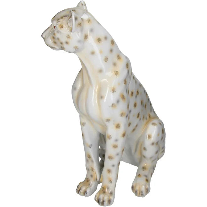 Decorative Leopard Statue - White - 46 cm