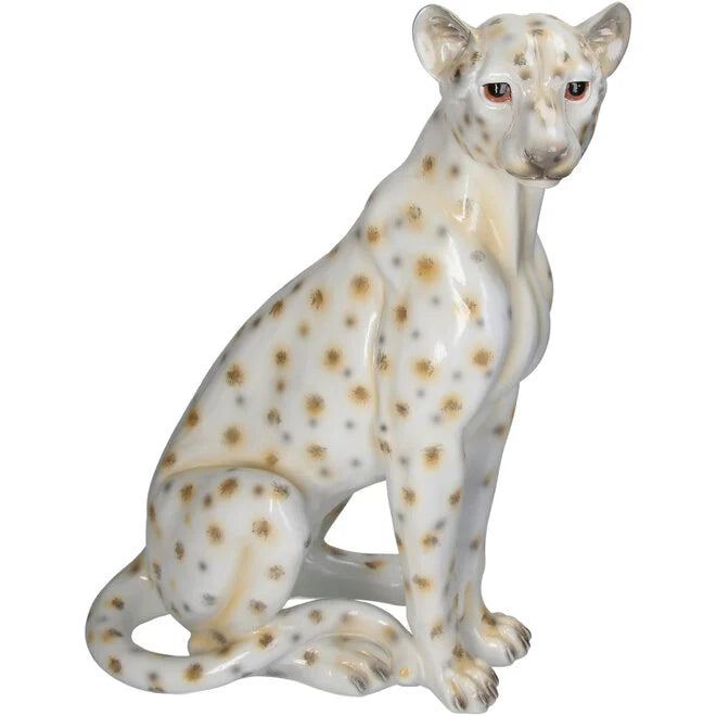 Decorative Leopard Statue - White - 46 cm