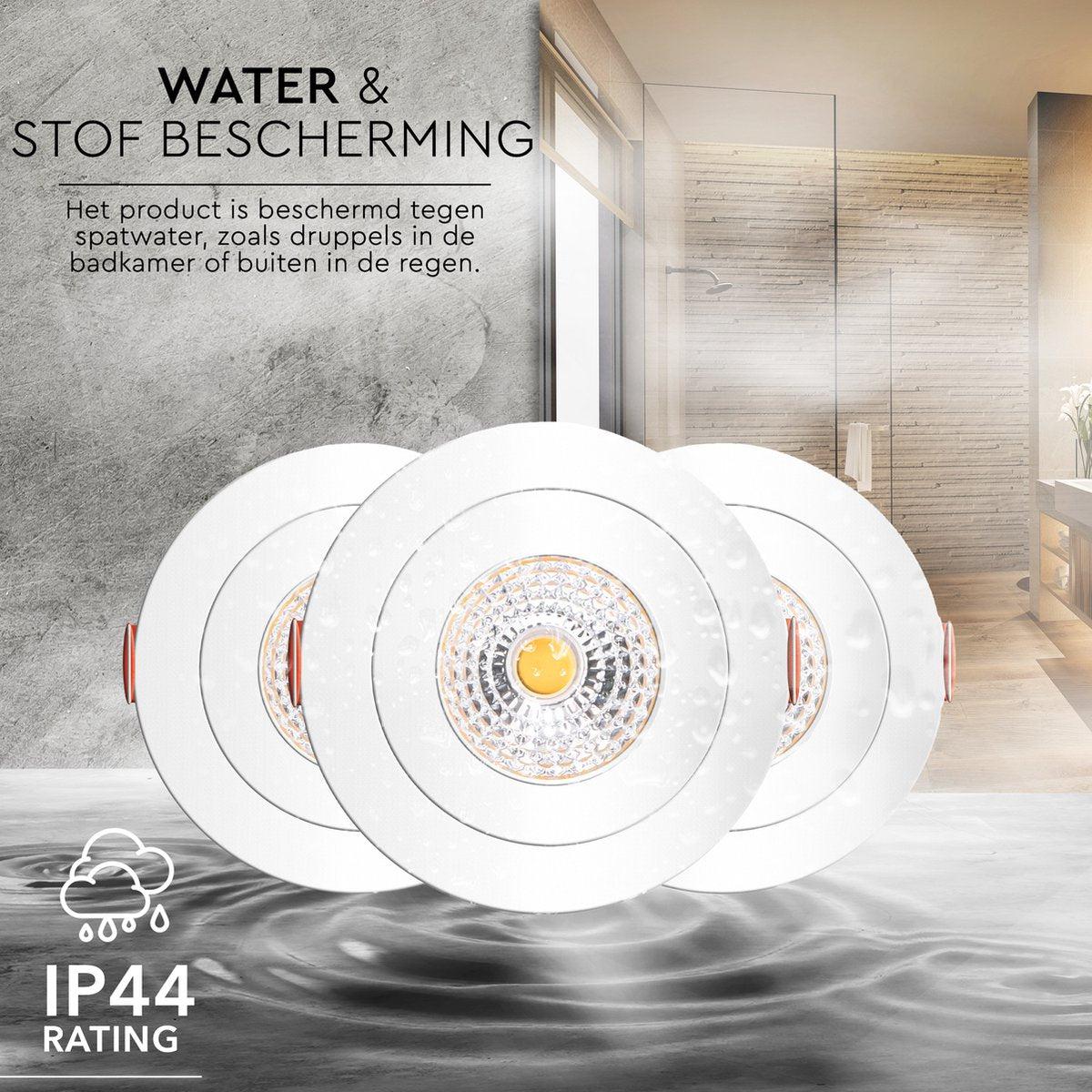 LED's Light 3-pack DimPro LED Inbouwspots Wit - Ø 68mm - Kantelbaar - Dimbaar - Warm wit