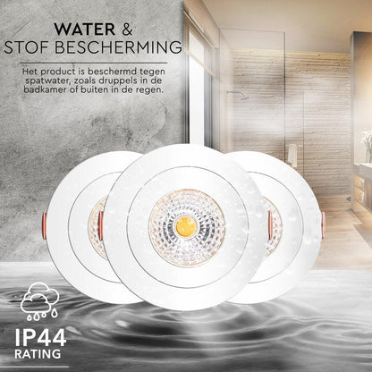 LED's Light 3-pack DimPro LED Inbouwspots Wit - Ø 68mm - Kantelbaar - Dimbaar - Warm wit