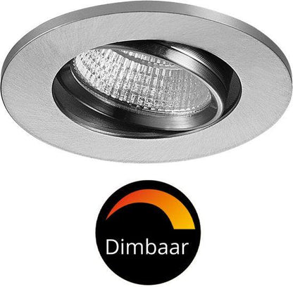 Comnox - LED Inbouwspot Nikkel - DimToWarm Licht met Warm Wit, Kantelbaar en Dimbaar – Ø68mm – IP44 – Voor Binnen- & Buitenruimtes