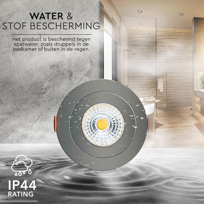 Comnox - LED Inbouwspot Nikkel DimToWarm – Warm wit licht – Dimbaar – Kantelbaar – IP44 – Ø 68mm