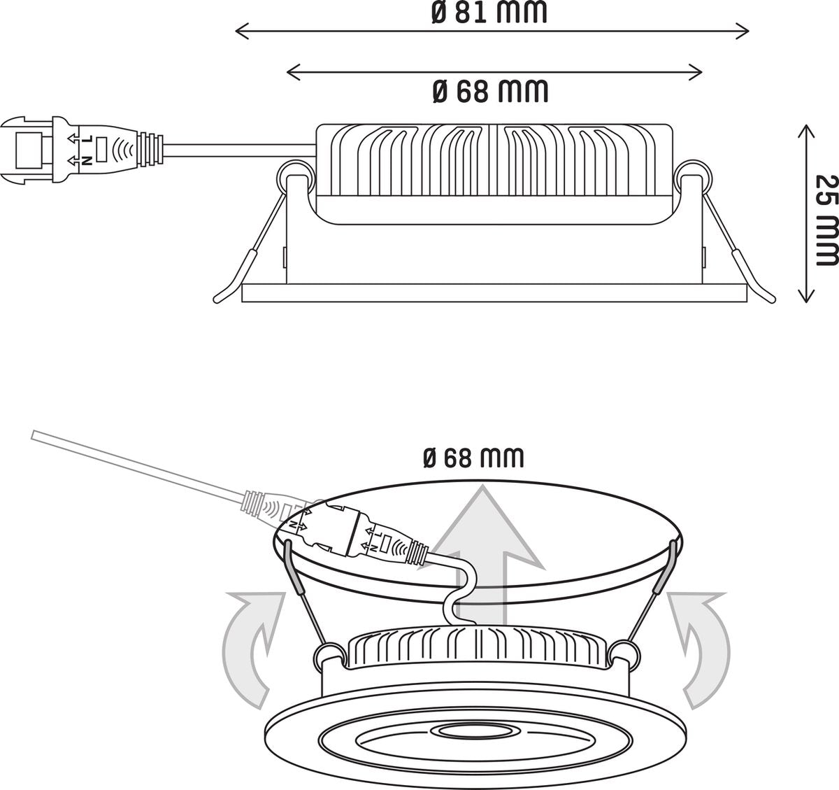 6 PACK - LED's Light Pro LED Inbouwspot Nikkel - DimToWarm - Ø 68mm - Kantelbaar - Warm wit licht - CRI95