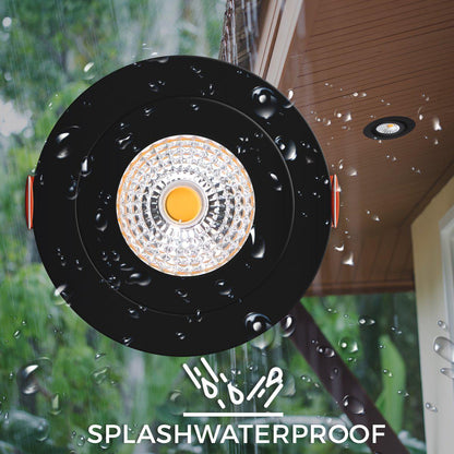 Comnox - DimToWarm LED Inbouwspot Zwart - Dimbaar Warm Wit Licht - Ø68mm Kantelbaar - IP44