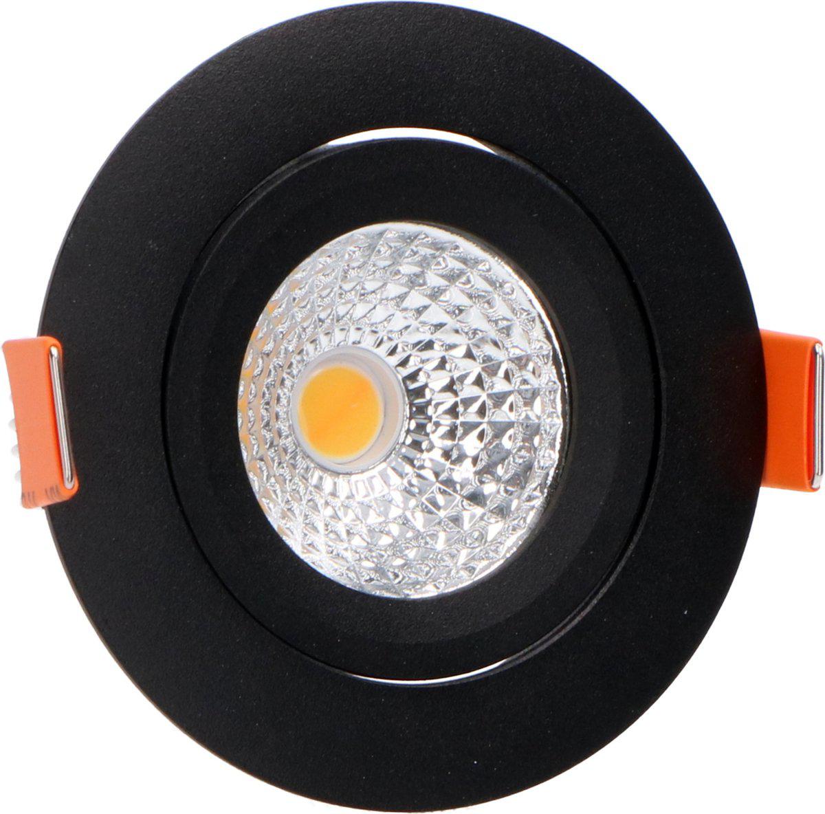 Comnox - DimToWarm LED Inbouwspot Zwart - Dimbaar Warm Wit Licht - Ø68mm Kantelbaar - IP44