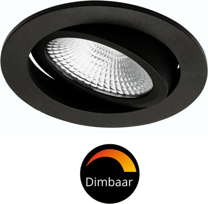 LED's Light Pro LED Inbouwspot Zwart - DimToWarm - Ø 68mm - Kantelbaar - Warm wit licht - CRI95- Dimbaar
