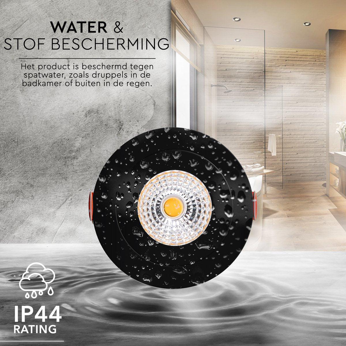 Comnox - DimToWarm LED Inbouwspot Zwart - Dimbaar Warm Wit Licht - Ø68mm Kantelbaar - IP44