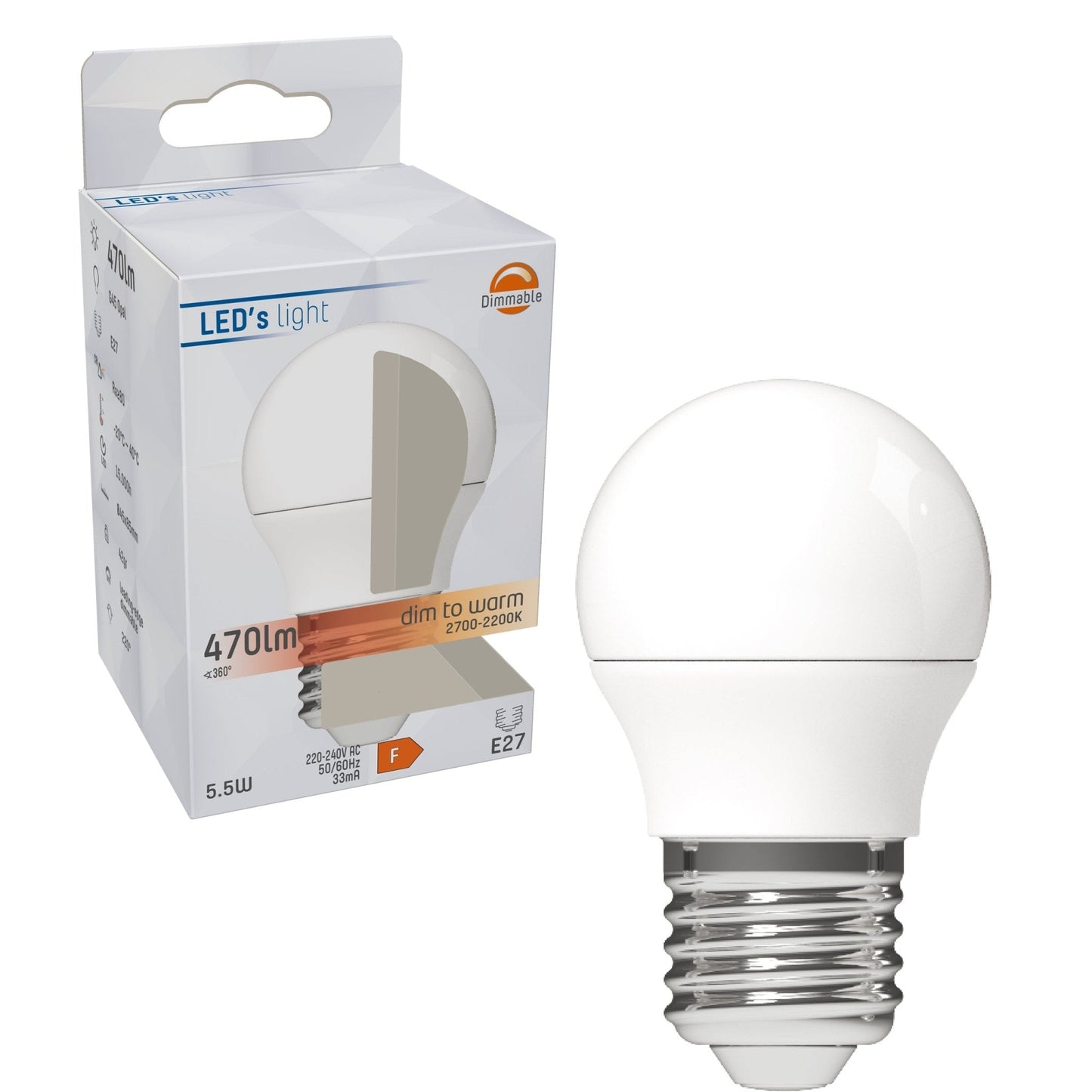 Dimbare E27 LED Lamp - Dimbaar naar extra warm wit - 1 lamp