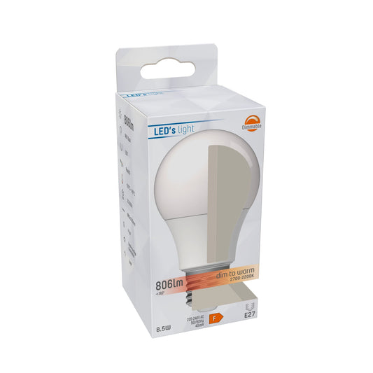 Comnox - Dimbare LED Lamp E27 - Warm licht, dimbaar, extra warm wit, 8W, 806 lumen, mat, zwart