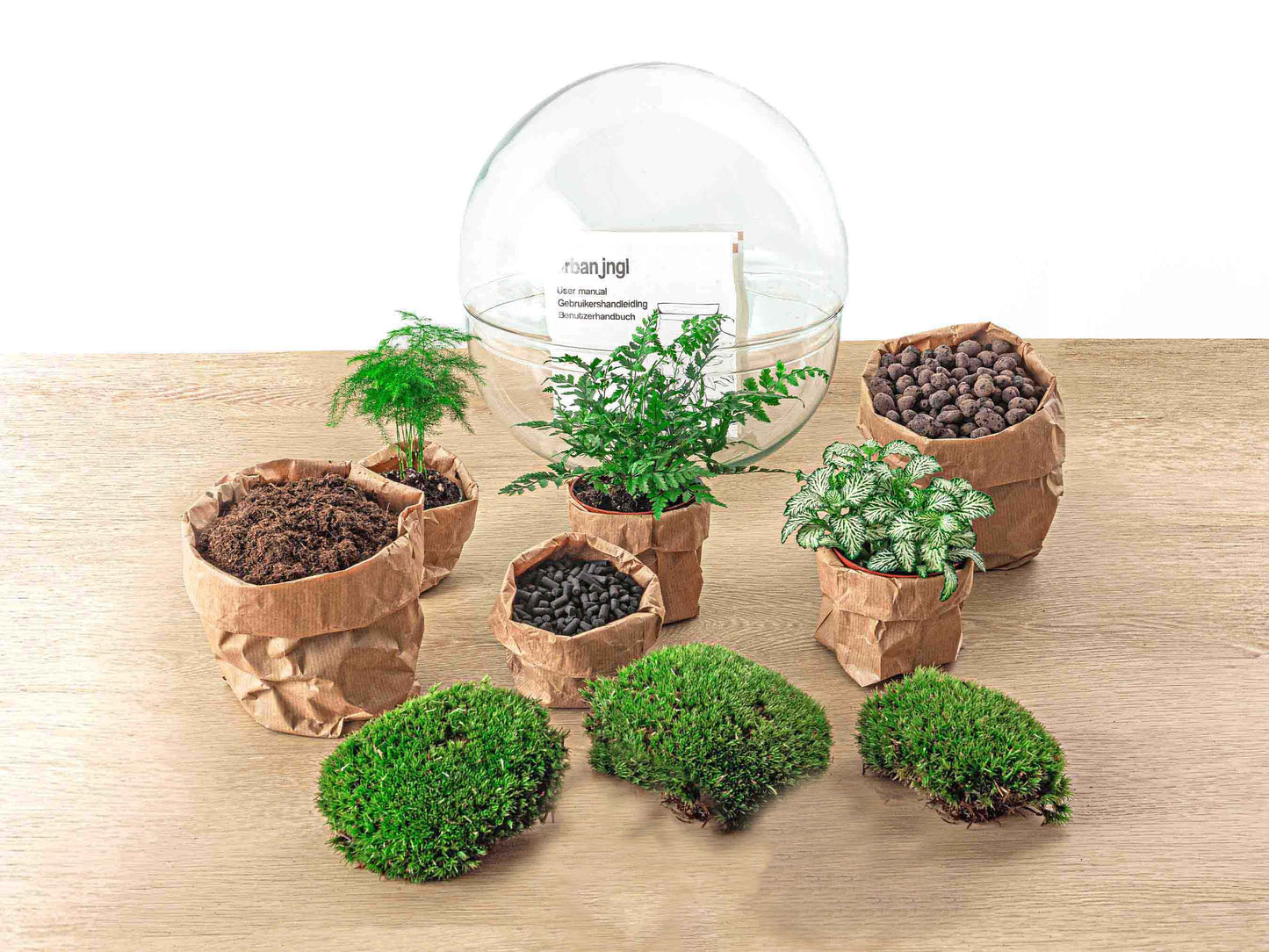 Dome XL - Two-part round glass terrarium - Bottle garden DIY kit - Ø 28 cm ↑ 28 cm