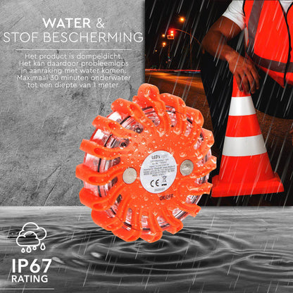 LED's Light Draadloze LED Zwaailamp op Batterijen - 9 standen - Magnetisch & Waterdicht - Rood