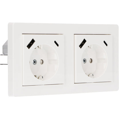 Dubbelframe voor wandcontactdoos - Universeel - 55 x 55 mm - Wit