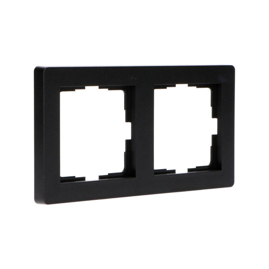 Dubbelframe voor wandcontactdoos - Universeel - 55 x 55 mm - Zwart