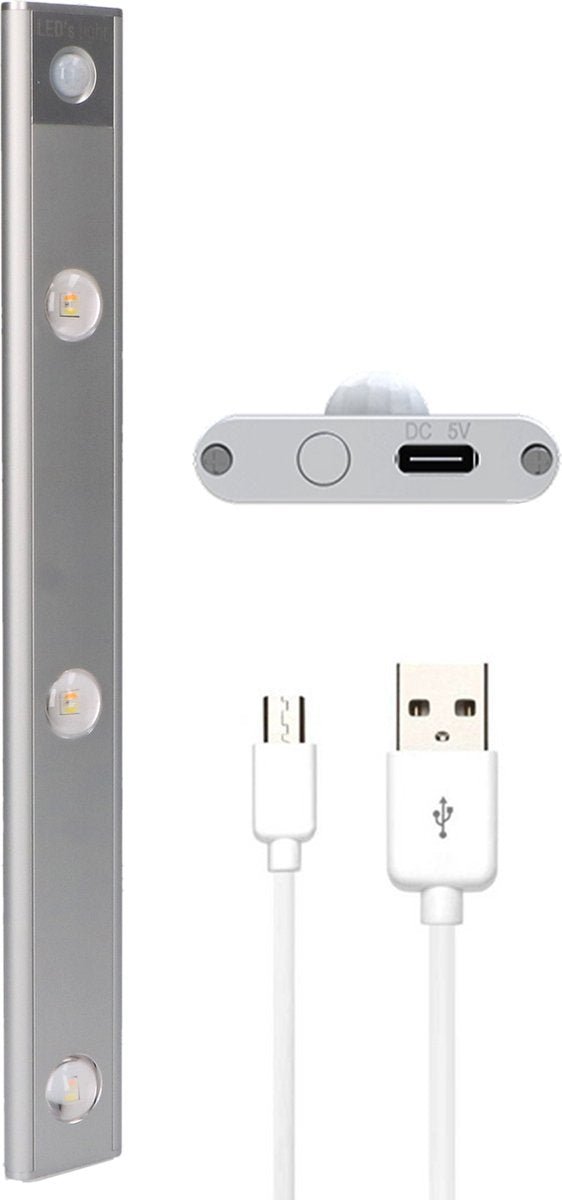 LED's Light EasyFix Kastverlichting onderbouwverlichting met Bewegingssensor - RGB functie - 3 lichtpunten - Draadloos en oplaadbaar - 35 cm