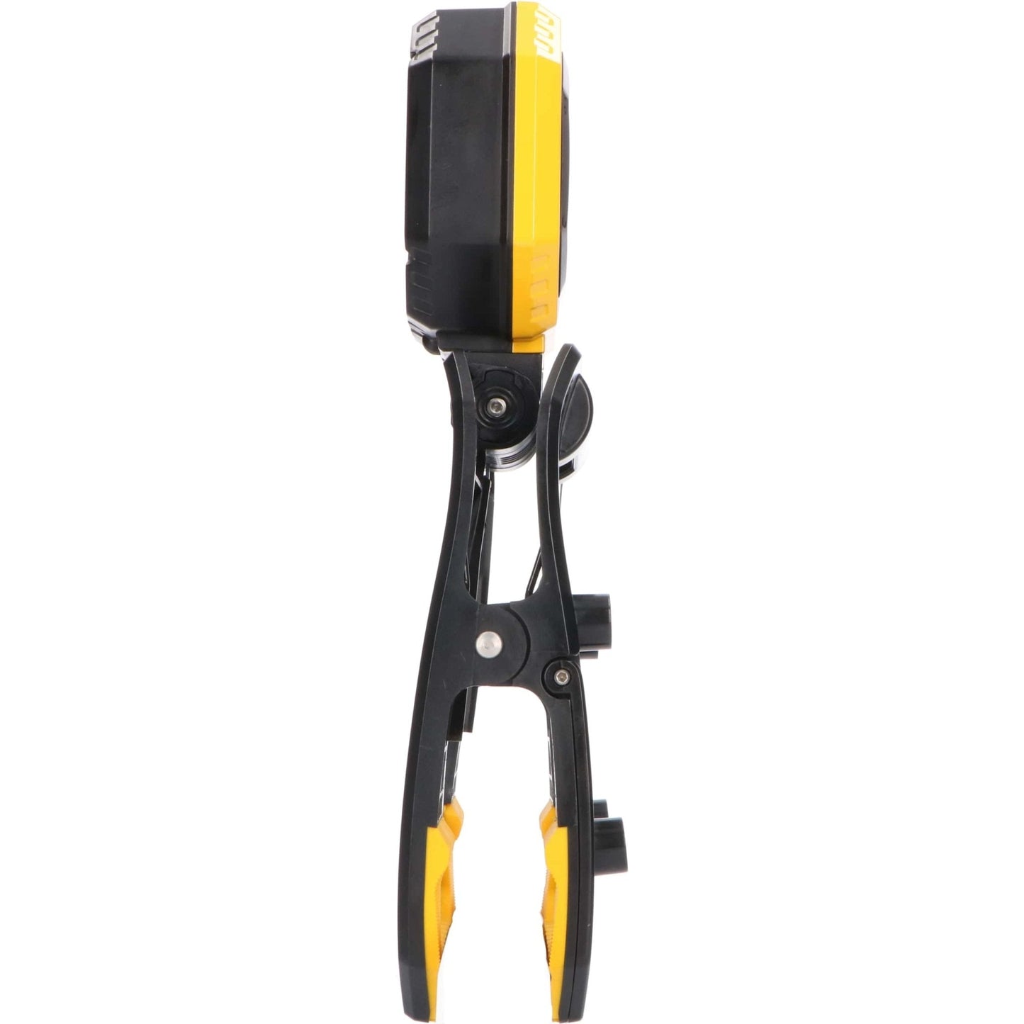 Een robuuste, zwart-gele LED werklamp met handvat en zichtbare LED’s, geschikt voor bouw- en reparatiewerkzaamheden. Compacte, waterbestendige ontwerp voor gebruik in industriële of buitenruimteomstandigheden.