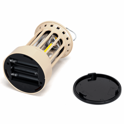 Noodlamp met Ophanghaak - LED Tentlamp op Batterijen (exclusief) - Warmwit licht - Creme body - Camping & Noodverlichting