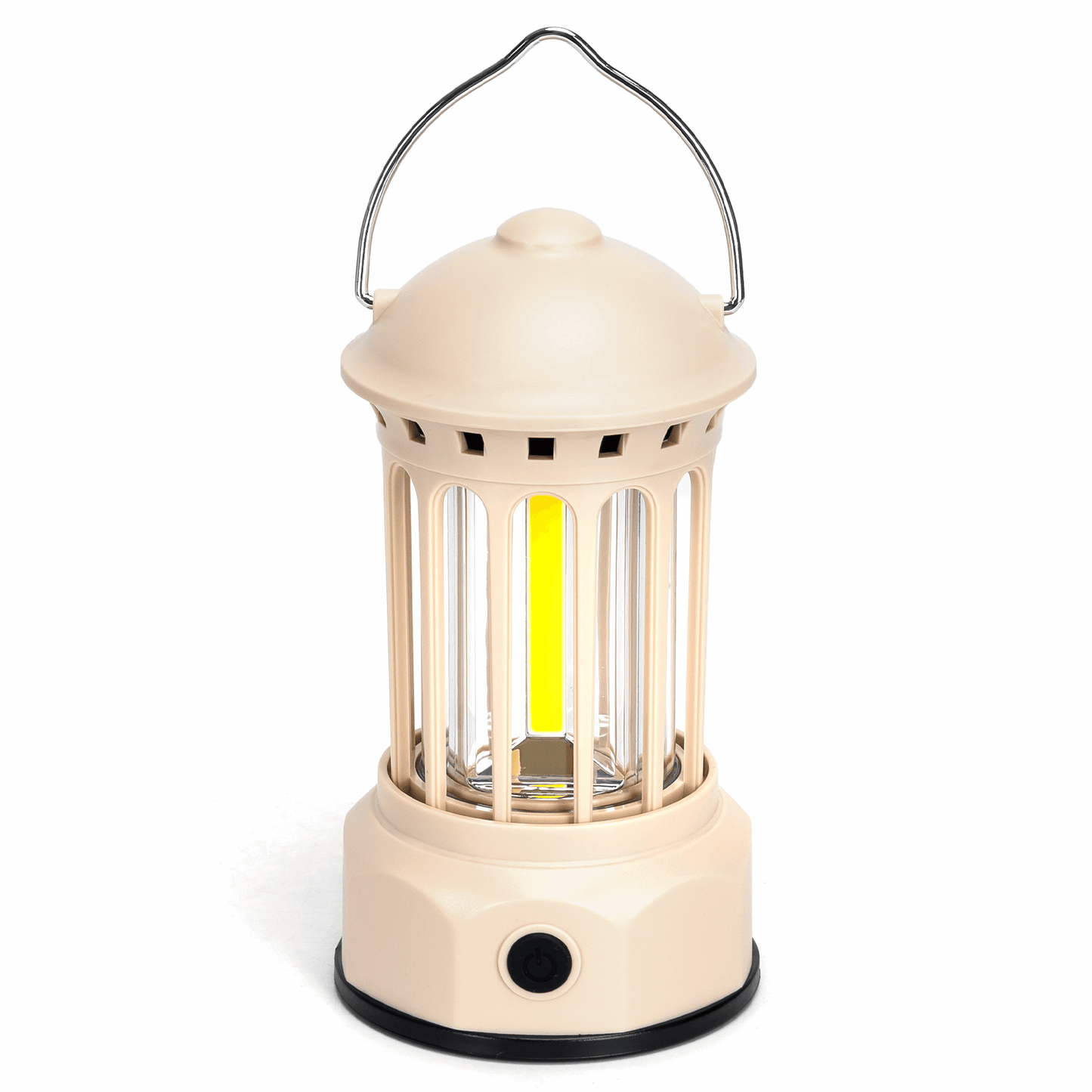 Noodlamp met Ophanghaak - LED Tentlamp op Batterijen (exclusief) - Warmwit licht - Creme body - Camping & Noodverlichting
