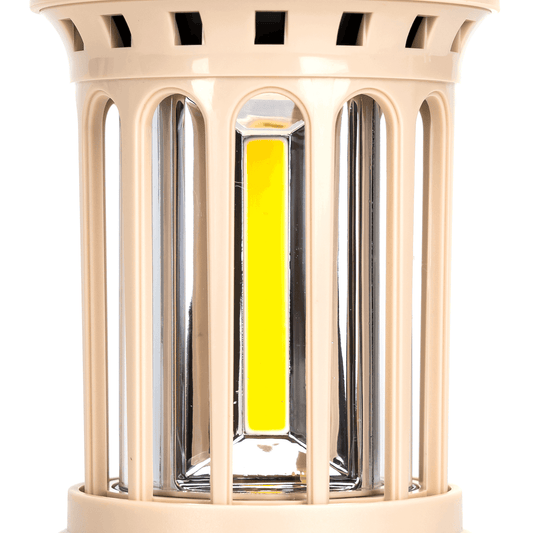 Noodlamp met Ophanghaak - LED Tentlamp op Batterijen (exclusief) - Warmwit licht - Creme body - Camping & Noodverlichting