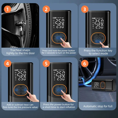 Draagbare Elektrische Bandenpomp – Compact, Krachtig & Slim Display
