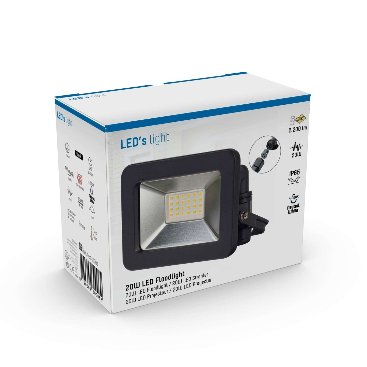 LED's Light Verstralers 2200 - Waterdicht IP65 - 20W - Zwart