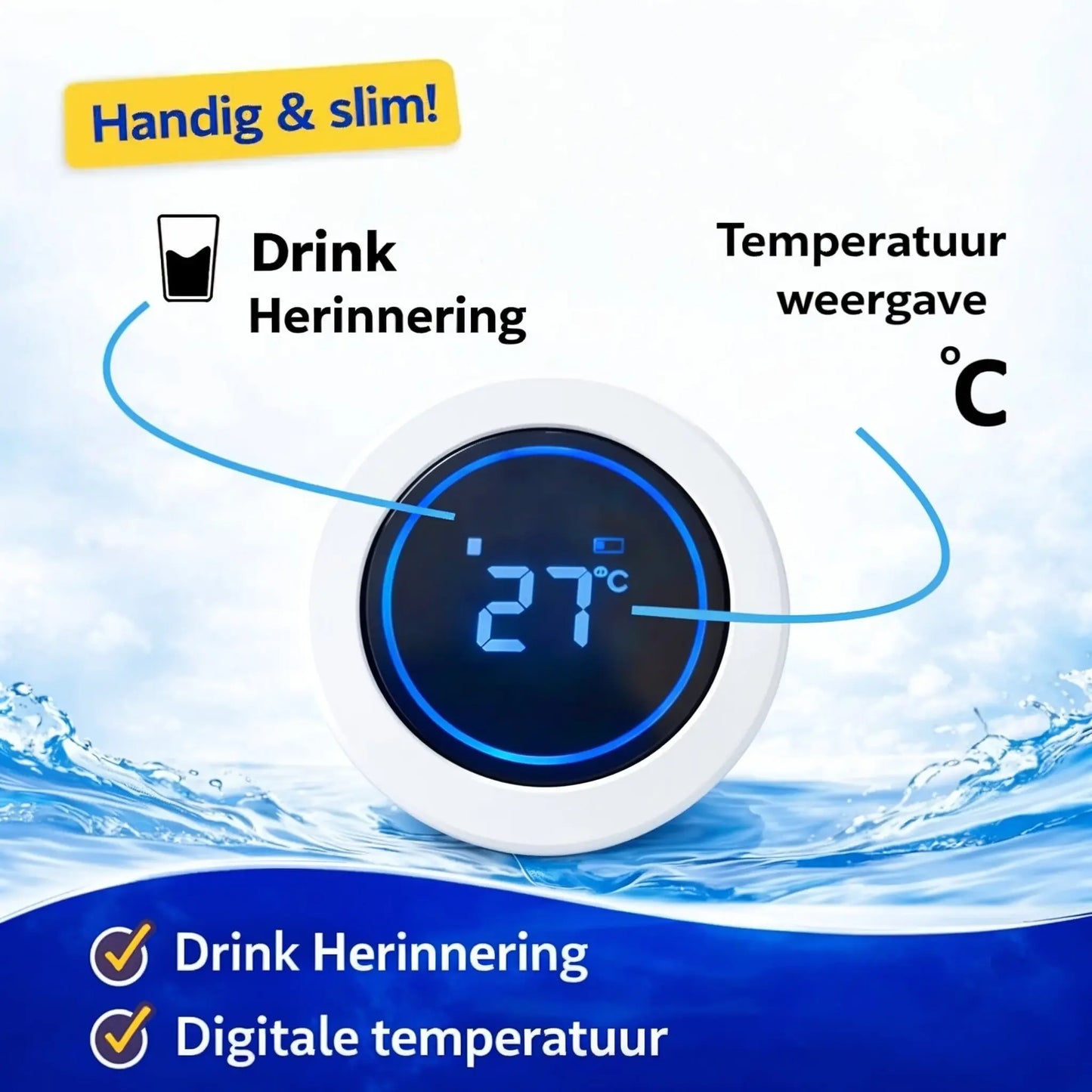 Slimme Waterfles – UV‑C zelfreinigend & drinkherin... - ClearSip