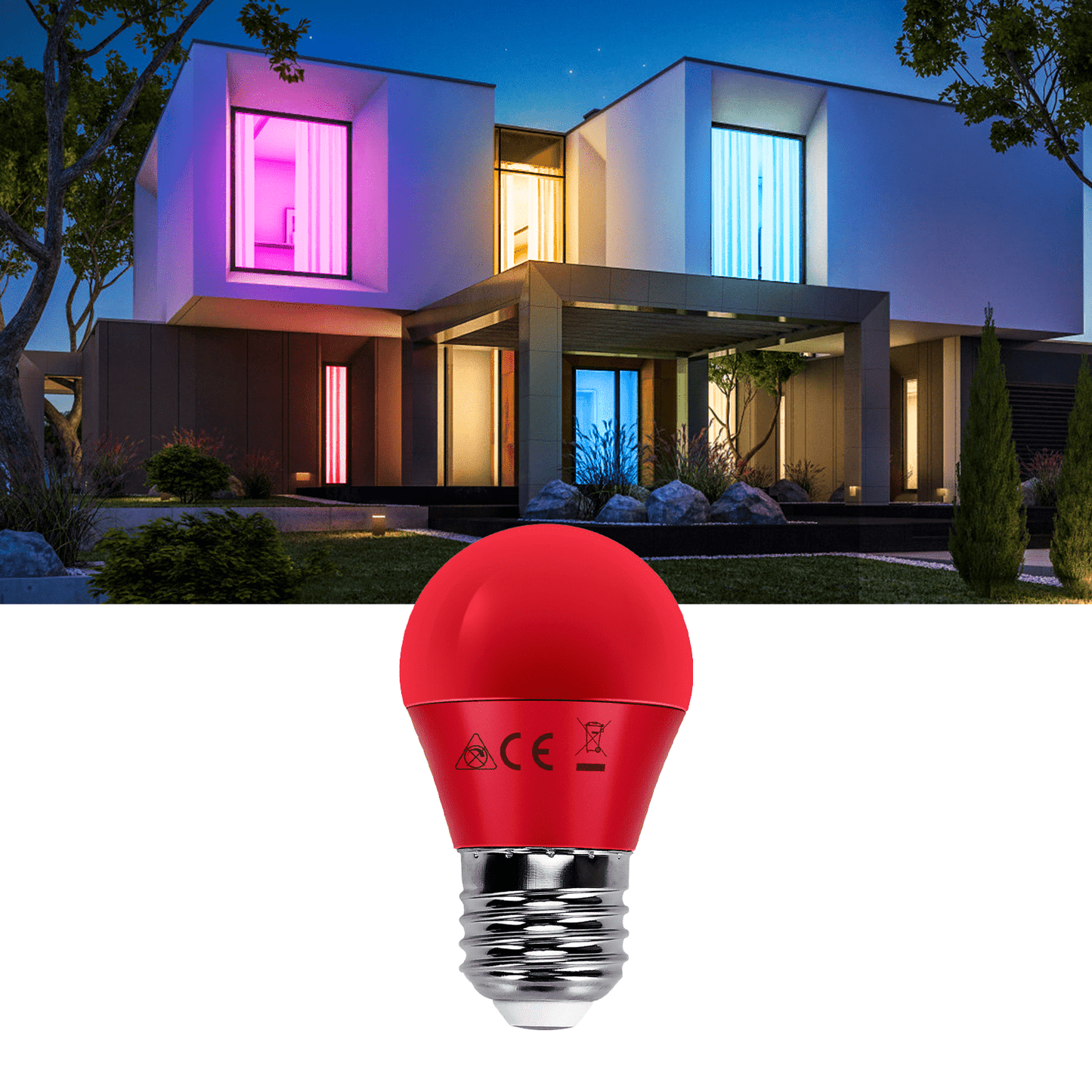 E27 Kogellamp G45 Rood - 4W - 180° - Sfeerverlichting - 5 Stuks