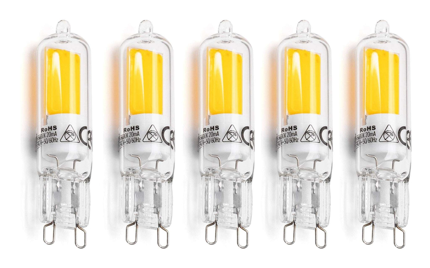 Comnox - G9 steeklampje - Energiezuinig licht voor elke armatuur - Warm wit 3000K - 2,2W - 250 lumen - LED - 5 stuks