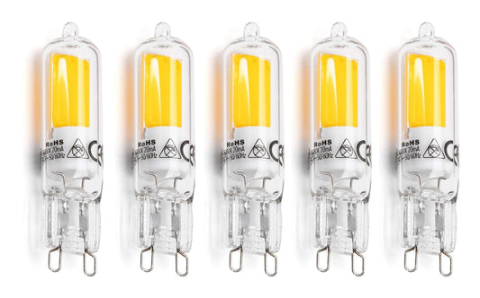 Comnox - G9 steeklampje - Energiezuinig licht voor elke armatuur - Warm wit 3000K - 2,2W - 250 lumen - LED - 5 stuks