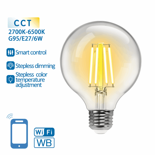 Comnox - Globe E27 WiFi LED lamp 6W – Slimme verlichting – Warm- tot daglichtwit – 850 Lumen – G95