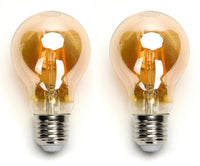 Comnox - Gloeilamp E27 2 stuks | Warm wit LED lamp – Energiezuinig – 6W – 2200K – IP20 – Amber glas