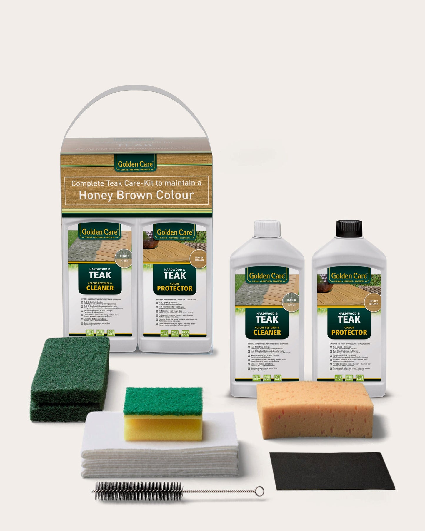 Complete onderhoudskit voor teakhouten tuinmeubelen | Cleaner+protector