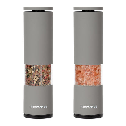 Comnox - Hermanos - Peper & Zoutmolen Set - Handmatig Gemalen Smaak & Comfort - 19 cm Hoogte - Keramisch Mechanisme - Taupe
