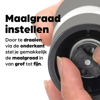 Comnox - Hermanos - Peper & Zoutmolen Set - Handmatig Gemalen Smaak & Comfort - 19 cm Hoogte - Keramisch Mechanisme - Taupe