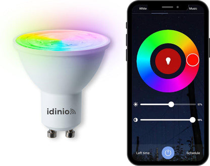 IDINIO Smart LED Spot GU10 - White & Color - Dimbaar - Bedienbaar met App