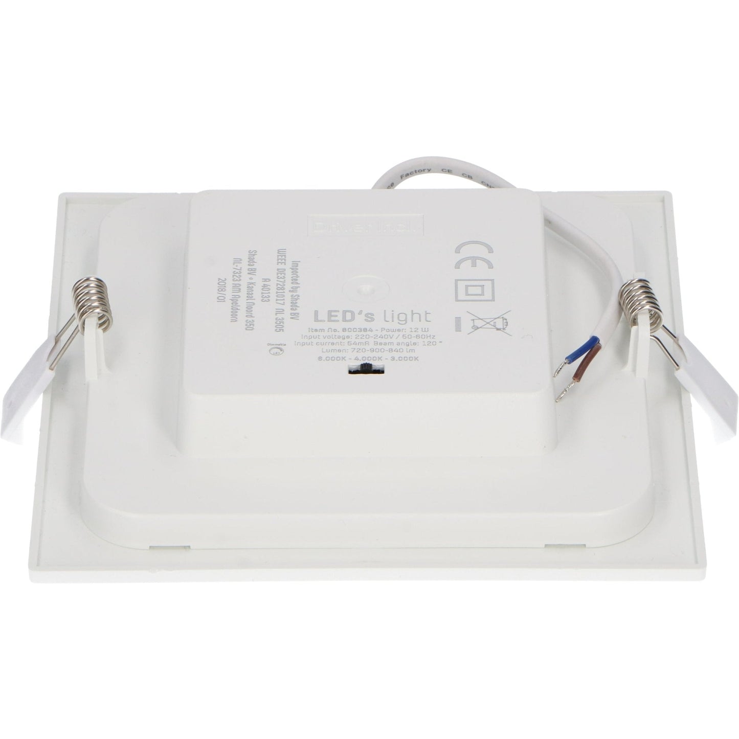 LED's Light LED Inbouwspot vierkant 15 cm - Dimbaar - Inbouw en opbouw - 1200 lm