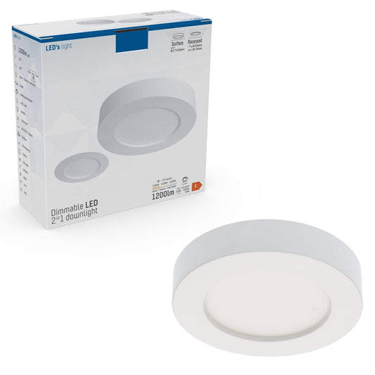 Inbouw/Opbouw LED Plafondspot CCT Ø 15 cm - Dimbaar - warm en koud wit