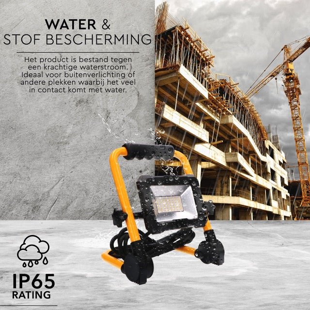 Comnox - LED's Work Bouwlamp 3300 - Helder licht bij elke klus - Energiezuinig 30W - 3300 lumen - IP65 - 3m snoer - zwart