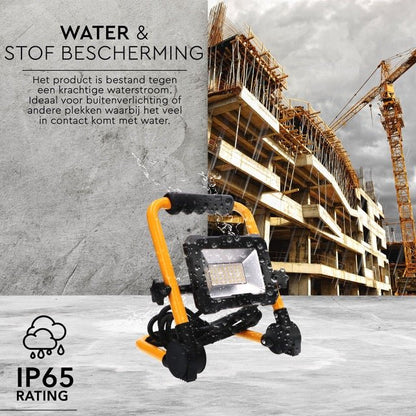 Comnox - LED's Work Bouwlamp 3300 - Helder licht bij elke klus - Energiezuinig 30W - 3300 lumen - IP65 - 3m snoer - zwart